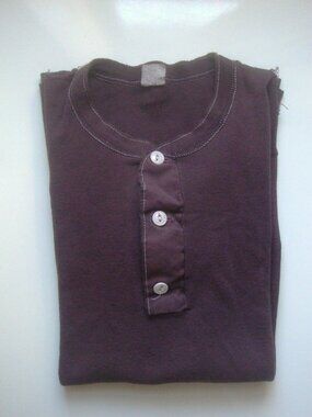 Vintage 80s Henley Long Sleeve Faded Black Worn Distressed Grunge Layer Shirt